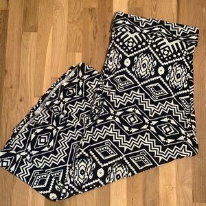 Love, Fire High-Waisted Abstract Print Maxi Skirt Blue & White Women’s XS